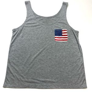 Fifth Sun American Flag Gray Tank Top Size XL